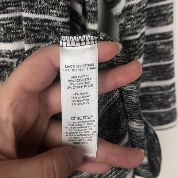 Chico's‎ Womens Lightweight Striped Metallic Accent Sweater XL Work Office Fall - Picture 5 of 10